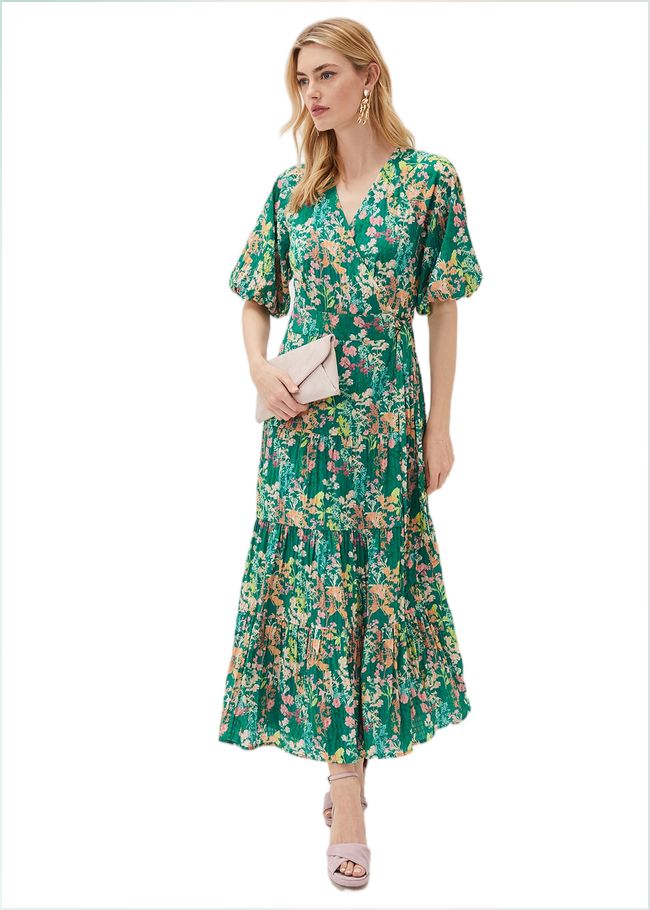  Morven Wrap Maxi Dress Grass Green/Multi 220891484