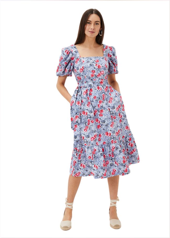  Abbiana Cotton Floral Midi Dress Multi-Coloured 220894000