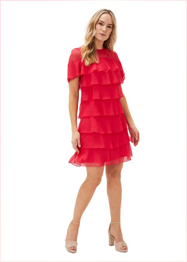  Nika Tiered Shift Dress Lipstick 220895252