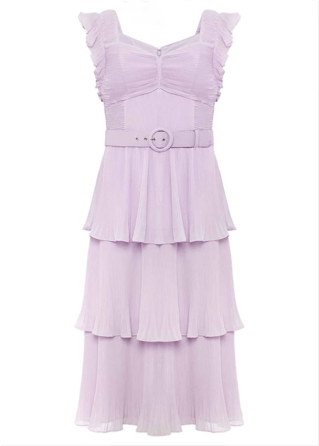  Skyler Pleated Tiered Midi Dress Lilac 220908608