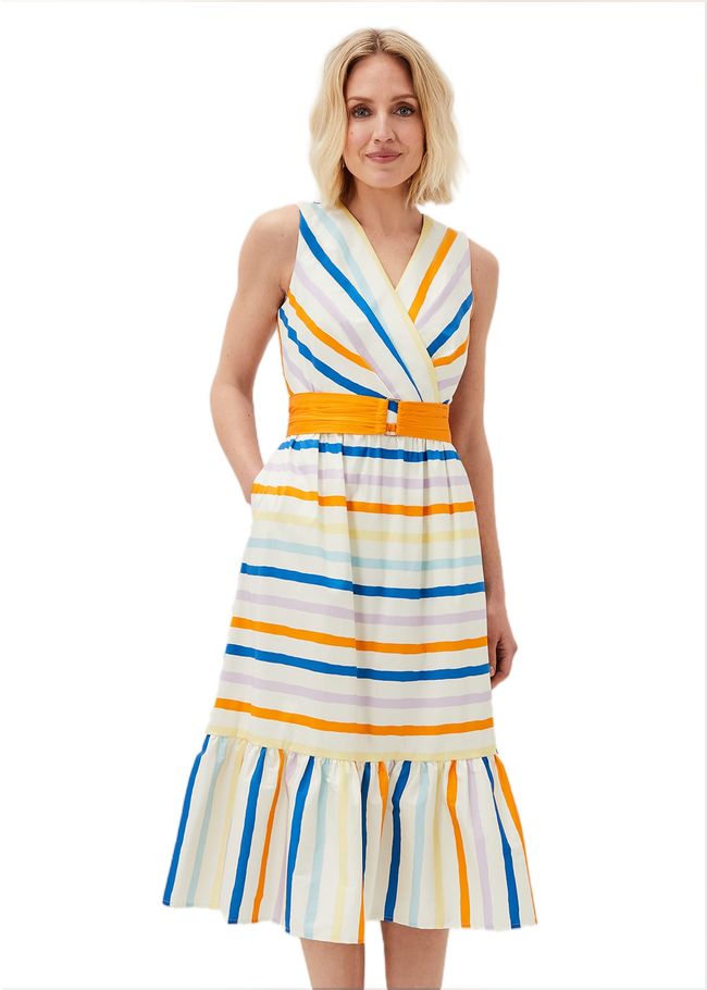  Riley Cotton Striped Midi Dress Multi-Coloured 220910000