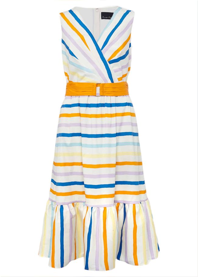  Riley Cotton Striped Midi Dress Multi-Coloured 220910000