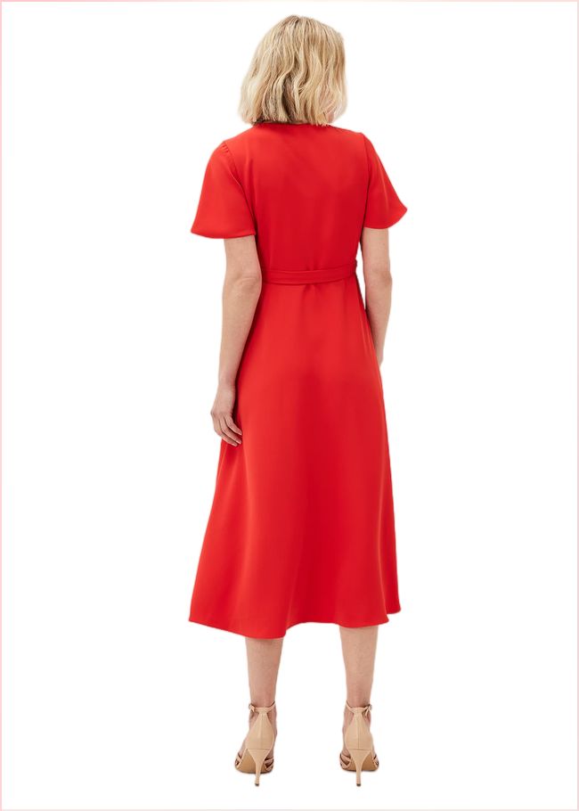  Julissa Ruffle Wrap Midi Dress Fire 220918240