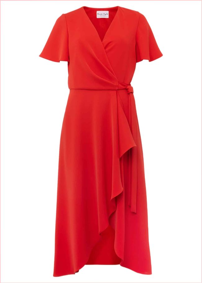  Julissa Ruffle Wrap Midi Dress Fire 220918240