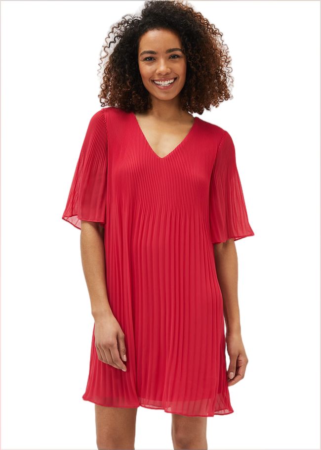  Ella Pleated Shift Dress Hot Pink 220919694