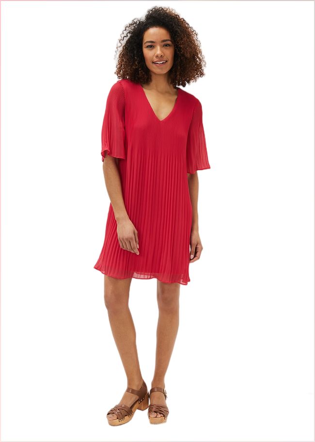  Ella Pleated Shift Dress Hot Pink 220919694