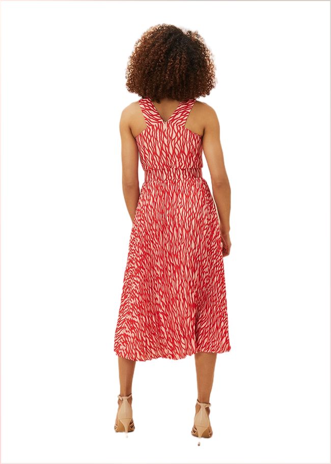  Yas Abstract Print Halterneck Dress Red/Nude 220920664