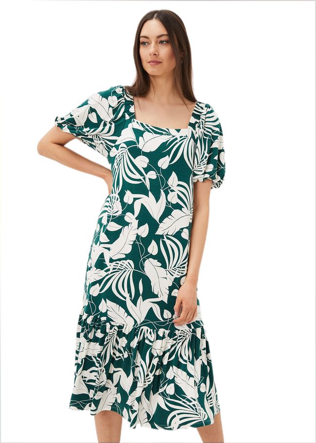  Aayra Palm Print Midaxi Dress Peacock 220924703