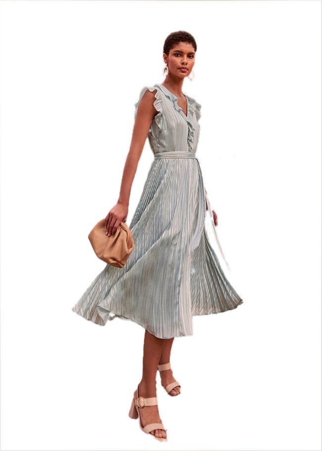  Carmella Pleated Dress Pale Sage 220925780