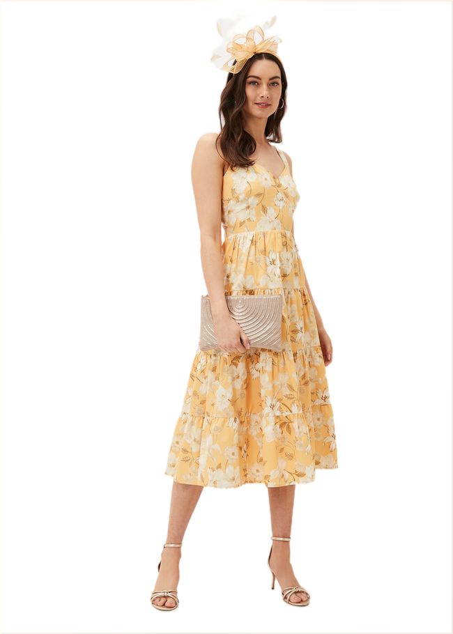  Elaina Cotton Floral Tiered Midi Dress Yellow/Multi 220926871