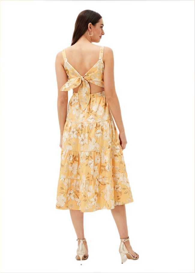  Elaina Cotton Floral Tiered Midi Dress Yellow/Multi 220926871