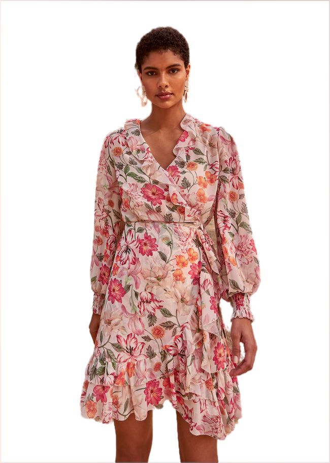  Melinda Floral Wrap Dress Ivory/Multi 220927931