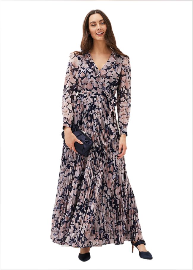  Fredrika Floral Pleated Maxi Dress Navy/Multi 220928493