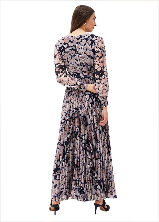  Fredrika Floral Pleated Maxi Dress Navy/Multi 220928493