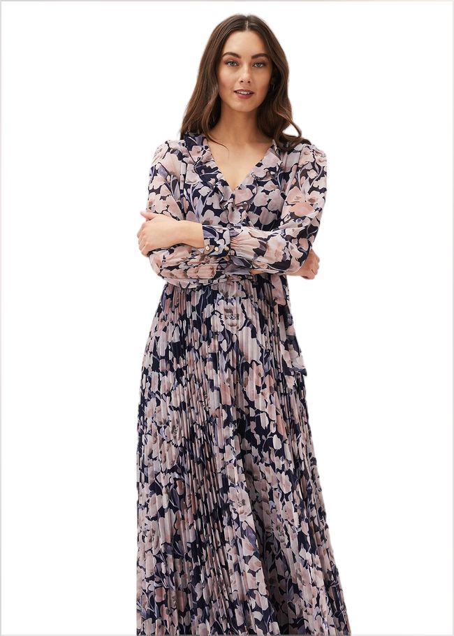  Fredrika Floral Pleated Maxi Dress Navy/Multi 220928493