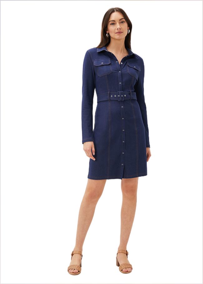  Kathryn Denim Fitted Jersey Dress Denim 220931354