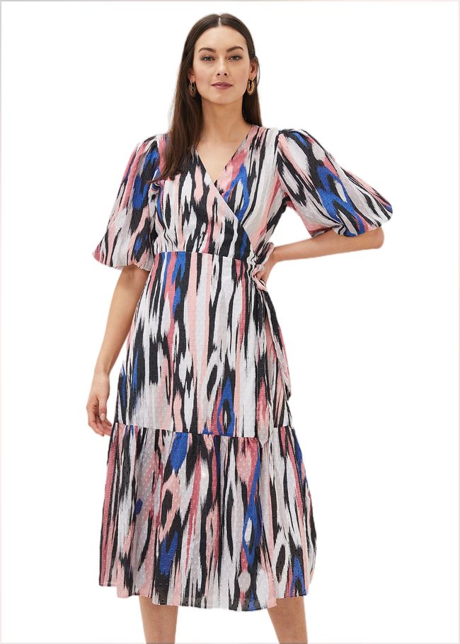  Caityln Cotton Wrap Midi Dress Multi-Coloured 220936000