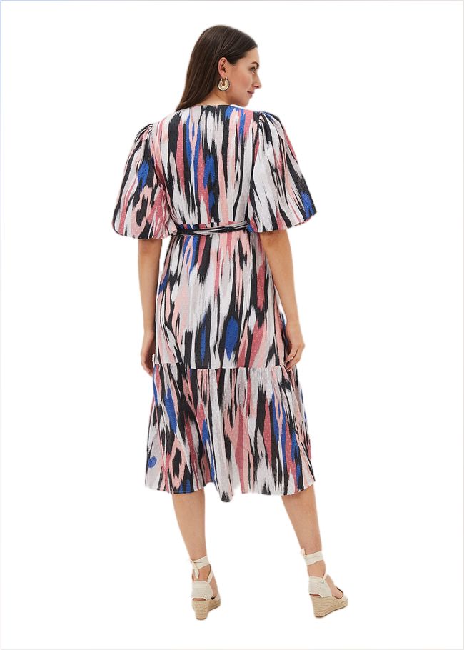  Caityln Cotton Wrap Midi Dress Multi-Coloured 220936000