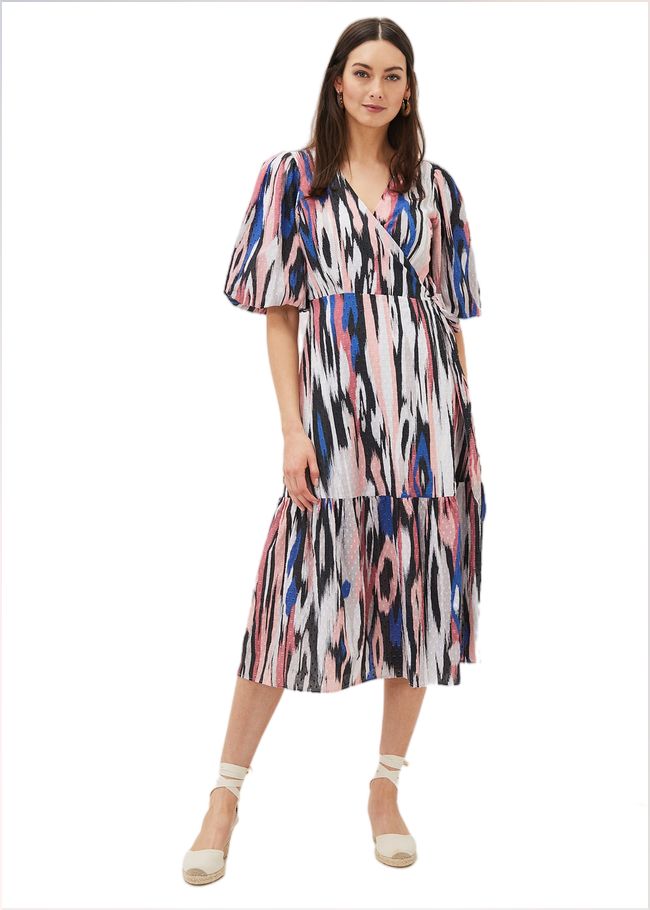  Caityln Cotton Wrap Midi Dress Multi-Coloured 220936000