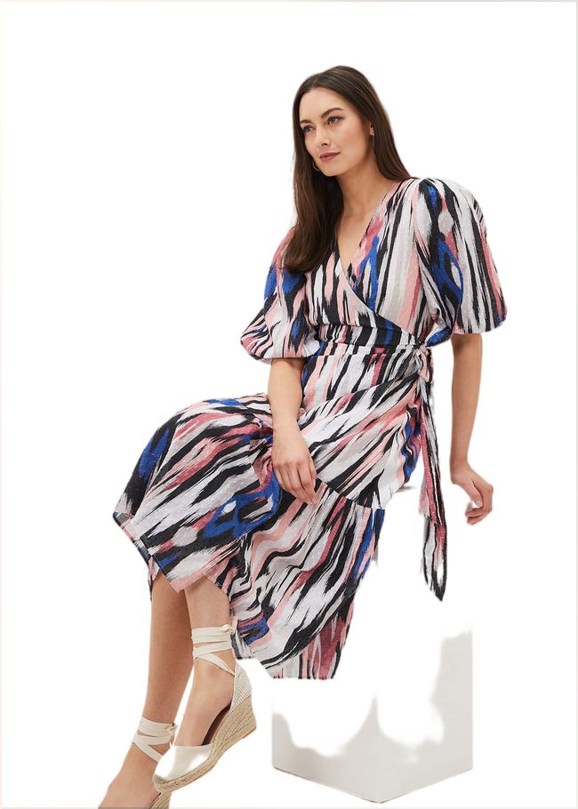  Caityln Cotton Wrap Midi Dress Multi-Coloured 220936000