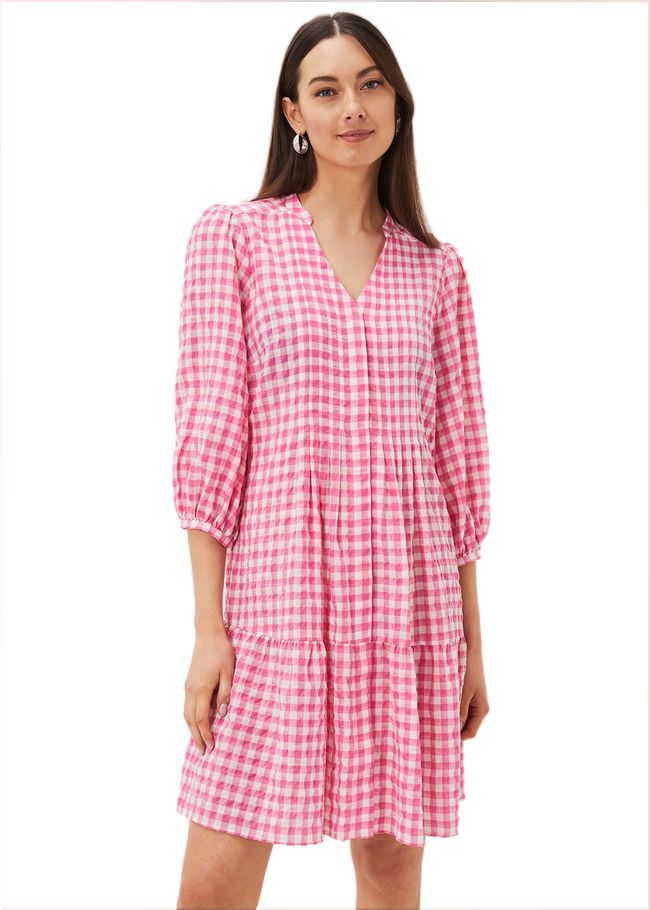  Oona Gingham Swing Dress Pink/Ivory 220940390