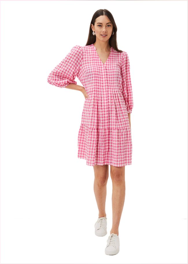  Oona Gingham Swing Dress Pink/Ivory 220940390