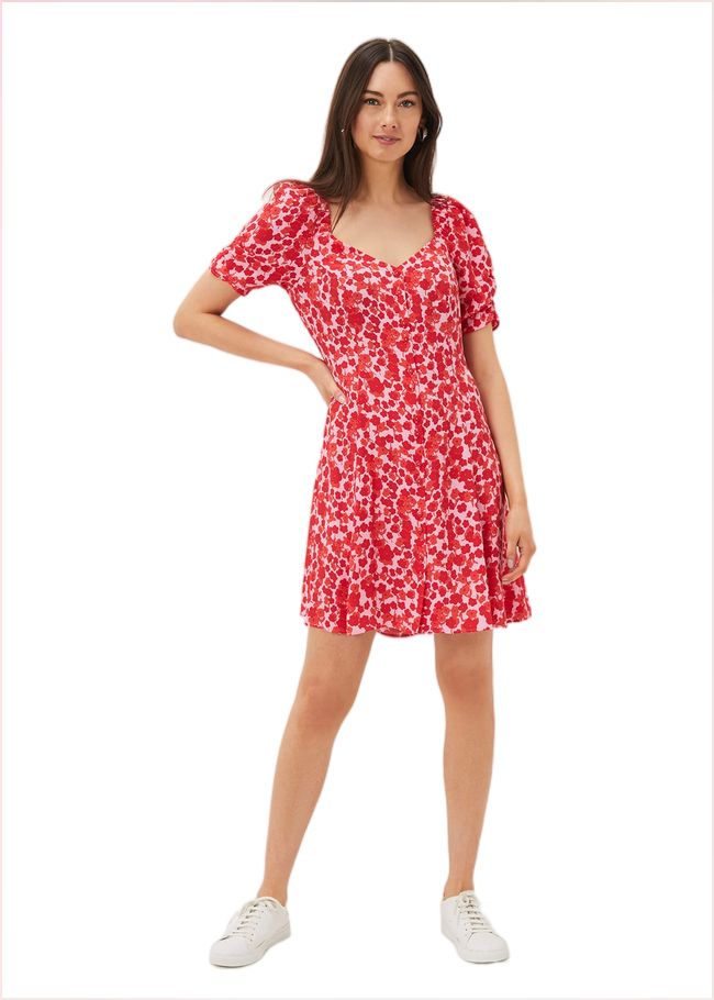  Sheryl Floral Tea Dress Pink/Red 220947639