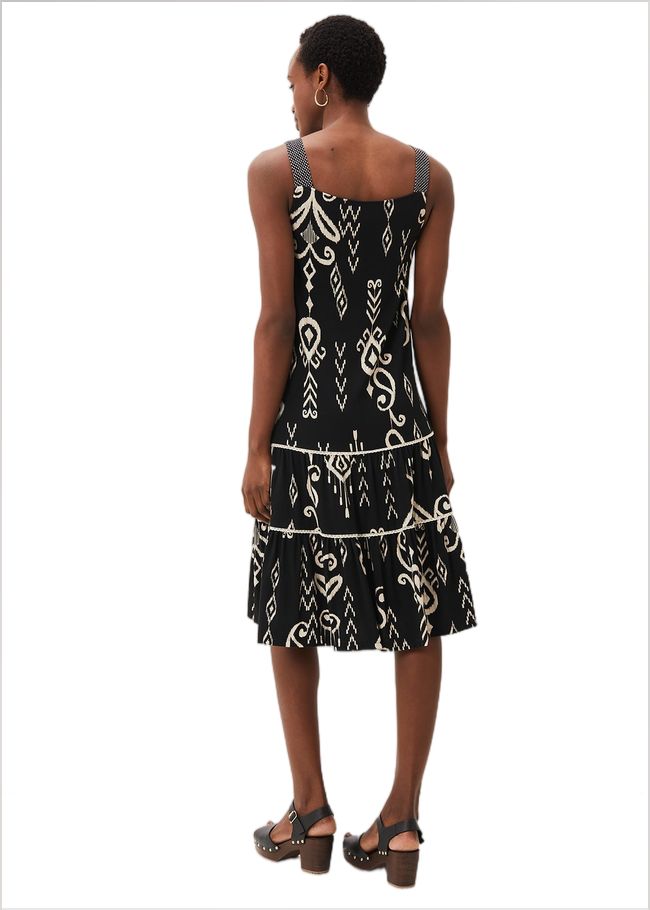  Malaya Ikat Print Midi Dress Black 220950050