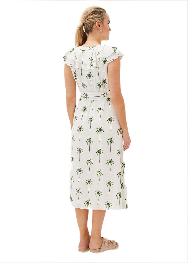  Jamilla Palm Print Midi Dress Ivory/Green 220951897