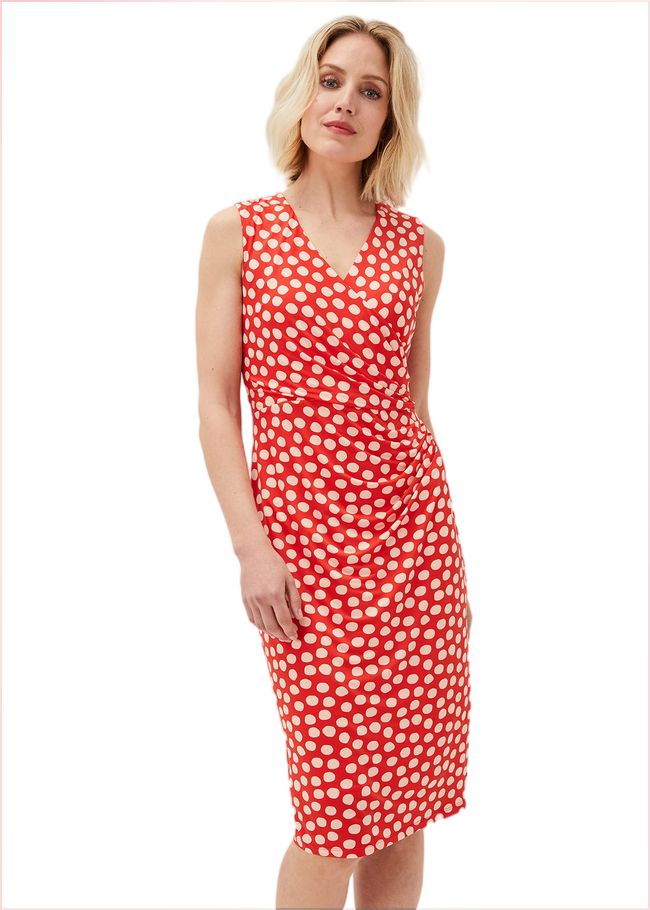  Tia Spot Midi Dress Orange/Cream 220954579