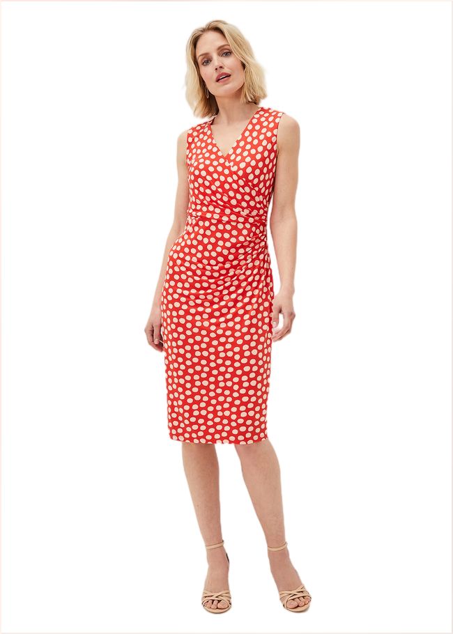  Tia Spot Midi Dress Orange/Cream 220954579