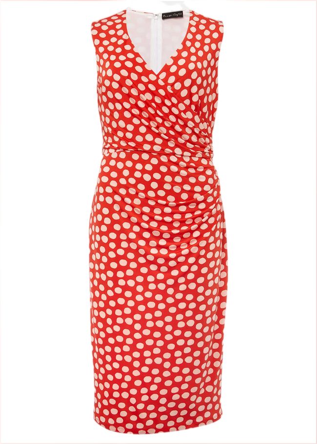  Tia Spot Midi Dress Orange/Cream 220954579