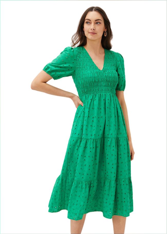  Gretta Broderie Dress Green 220963693