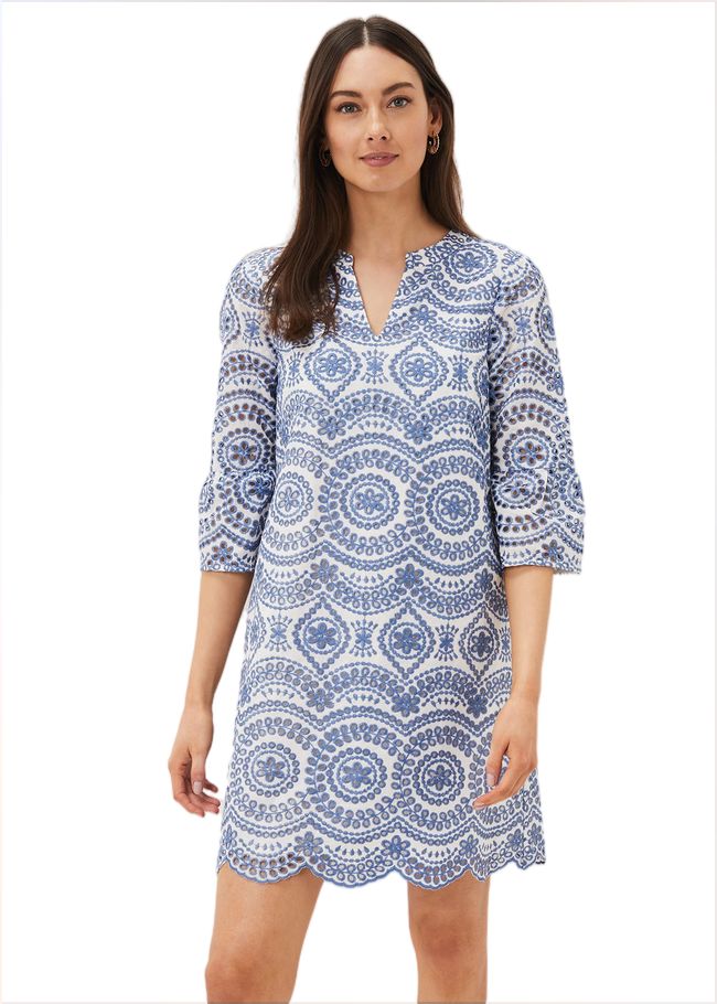  Brianne Broderie Shift Dress Blue/White 220969081