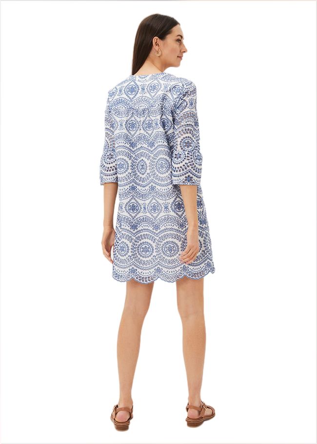  Brianne Broderie Shift Dress Blue/White 220969081