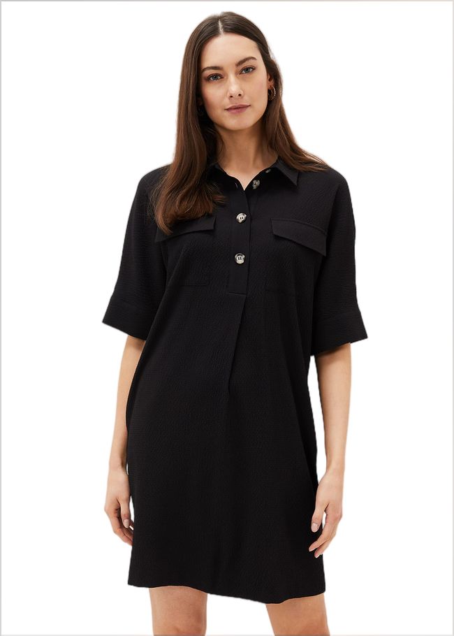  Faye Textured Tunic Dress Black 220972050