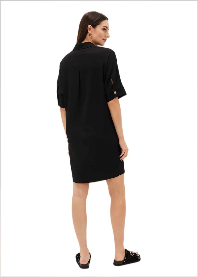  Faye Textured Tunic Dress Black 220972050