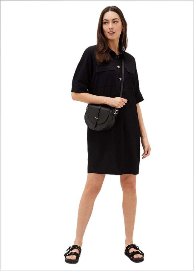  Faye Textured Tunic Dress Black 220972050