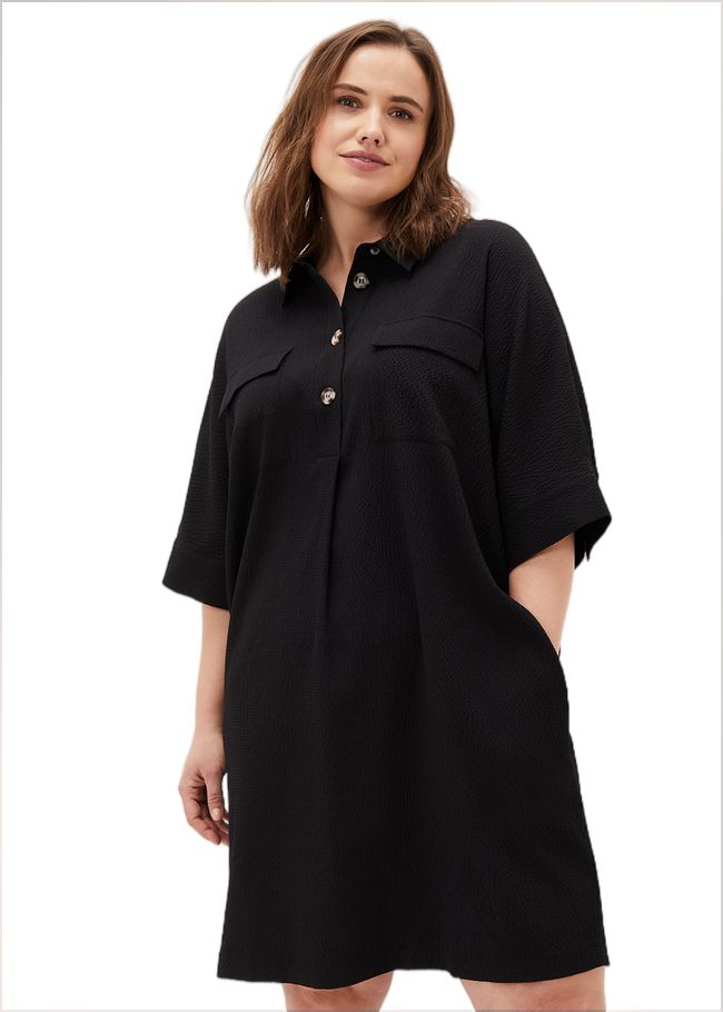  Faye Textured Tunic Dress Black 220972050