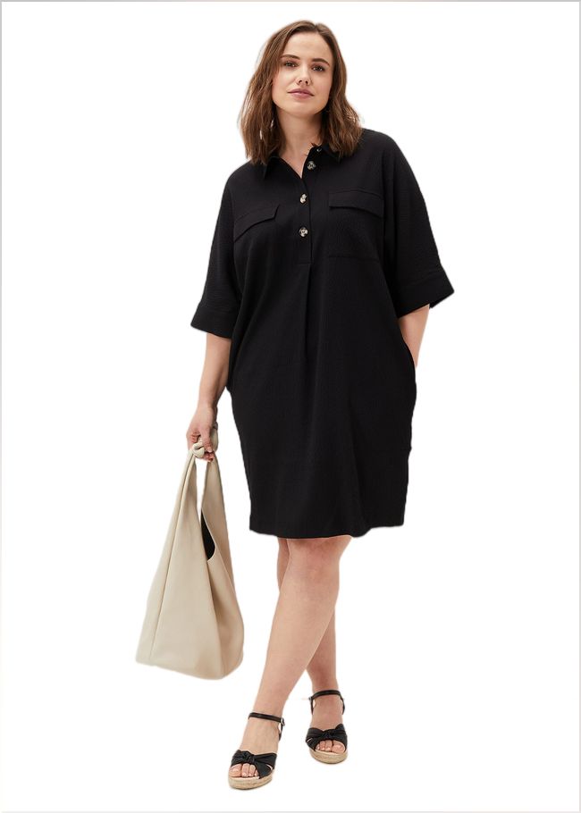  Faye Textured Tunic Dress Black 220972050