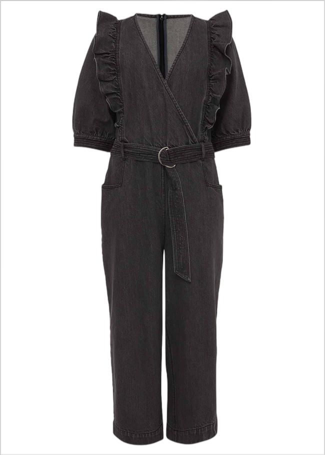  Flora Denim Frill Jumpsuit Grey 220973150