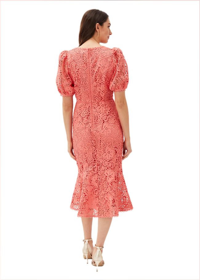  Lidia Guipure Lace Fishtail Dress Watermelon 220983536