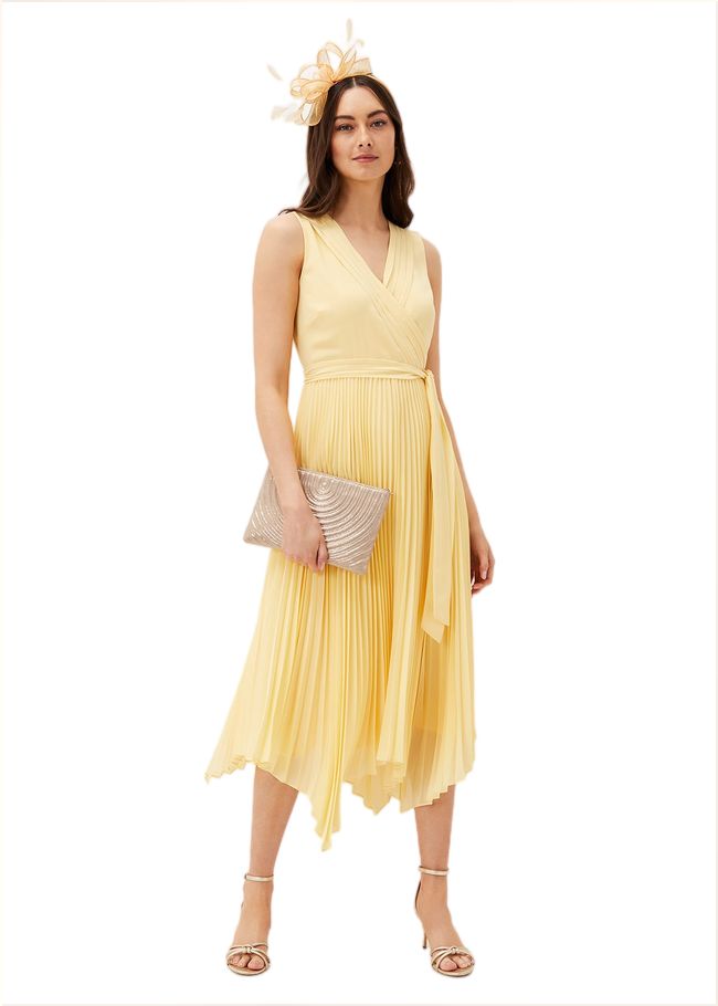  Petra Pleated Wrap Dress Pale Yellow 220984517