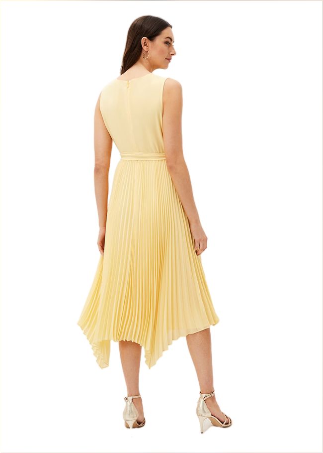  Petra Pleated Wrap Dress Pale Yellow 220984517