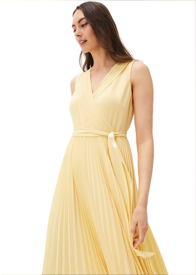  Petra Pleated Wrap Dress Pale Yellow 220984517