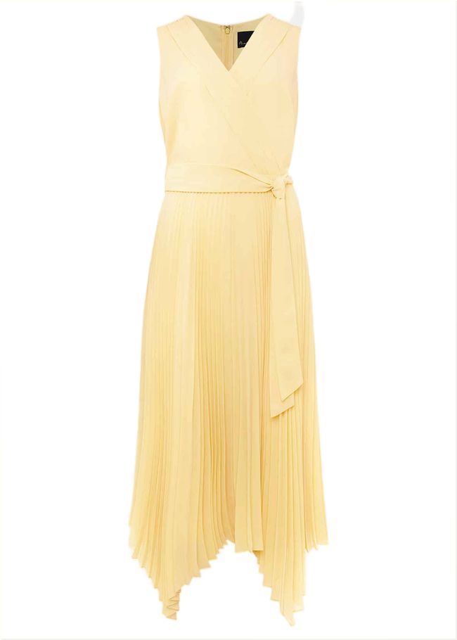  Petra Pleated Wrap Dress Pale Yellow 220984517