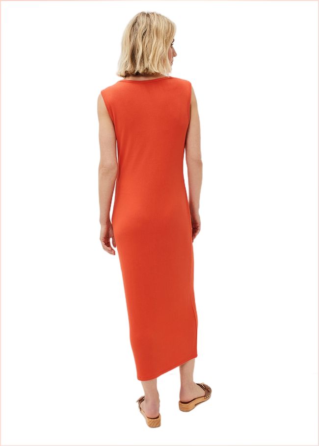  Reya Ribbed Column Midi Dress Burnt Orange 220992062