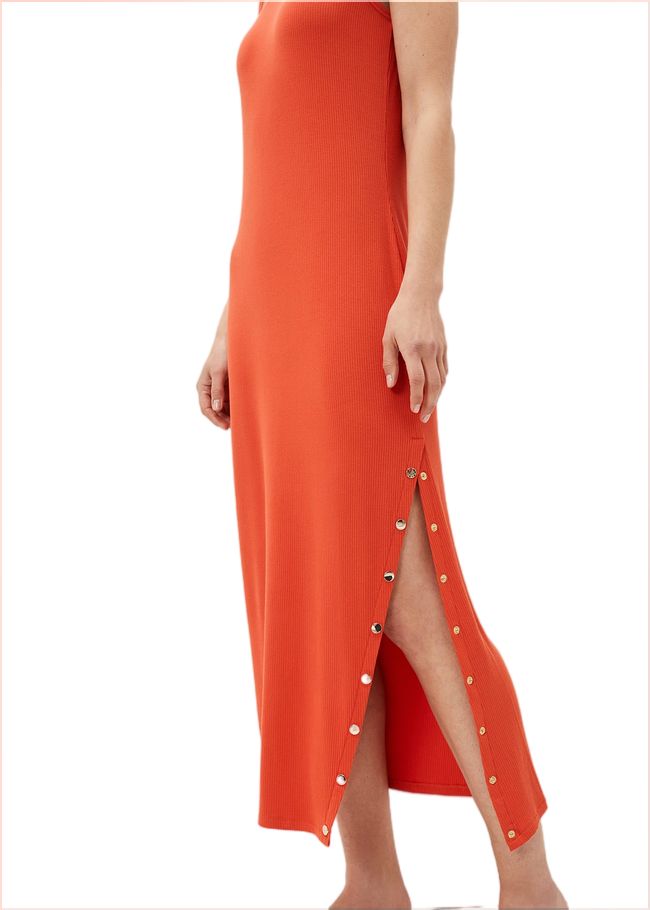  Reya Ribbed Column Midi Dress Burnt Orange 220992062