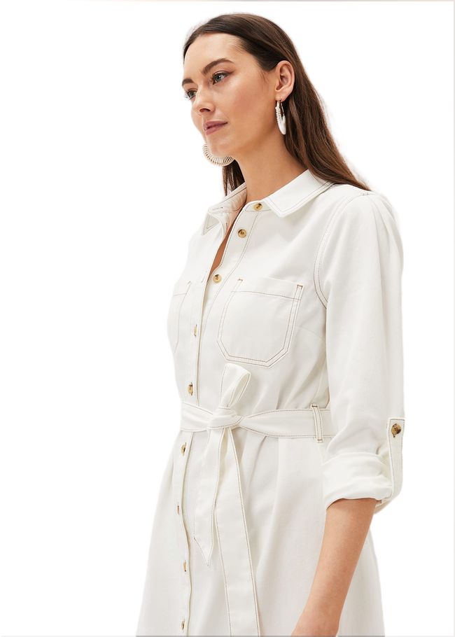  Hettie Denim Shirt Dress Putty White 221009511