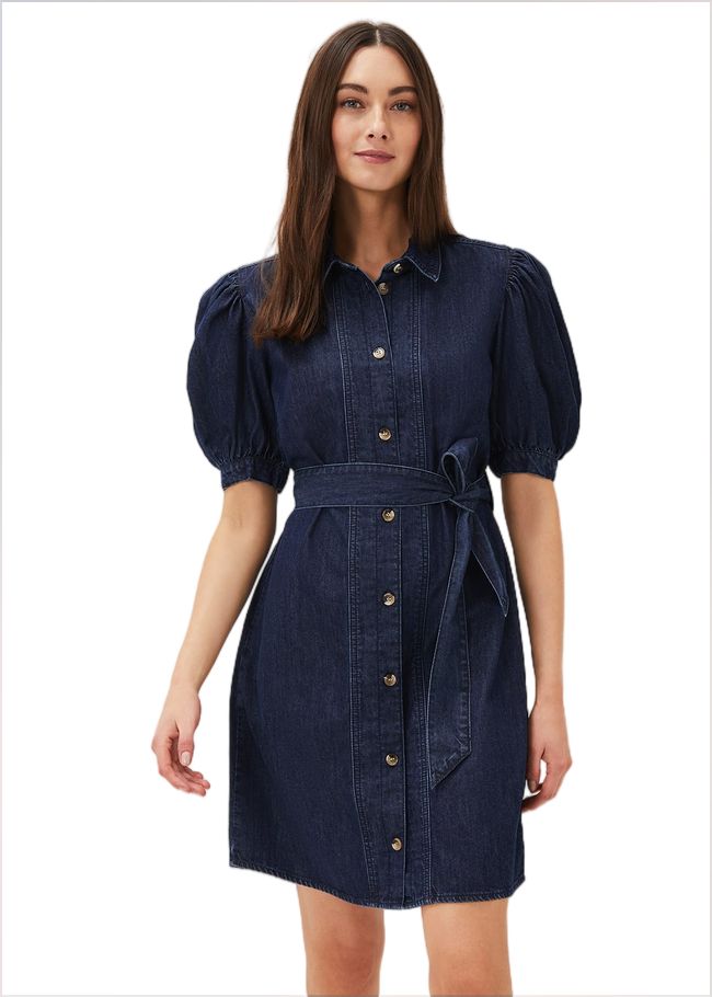  Josephine Denim Puff Sleeve Dress Indigo 221010353